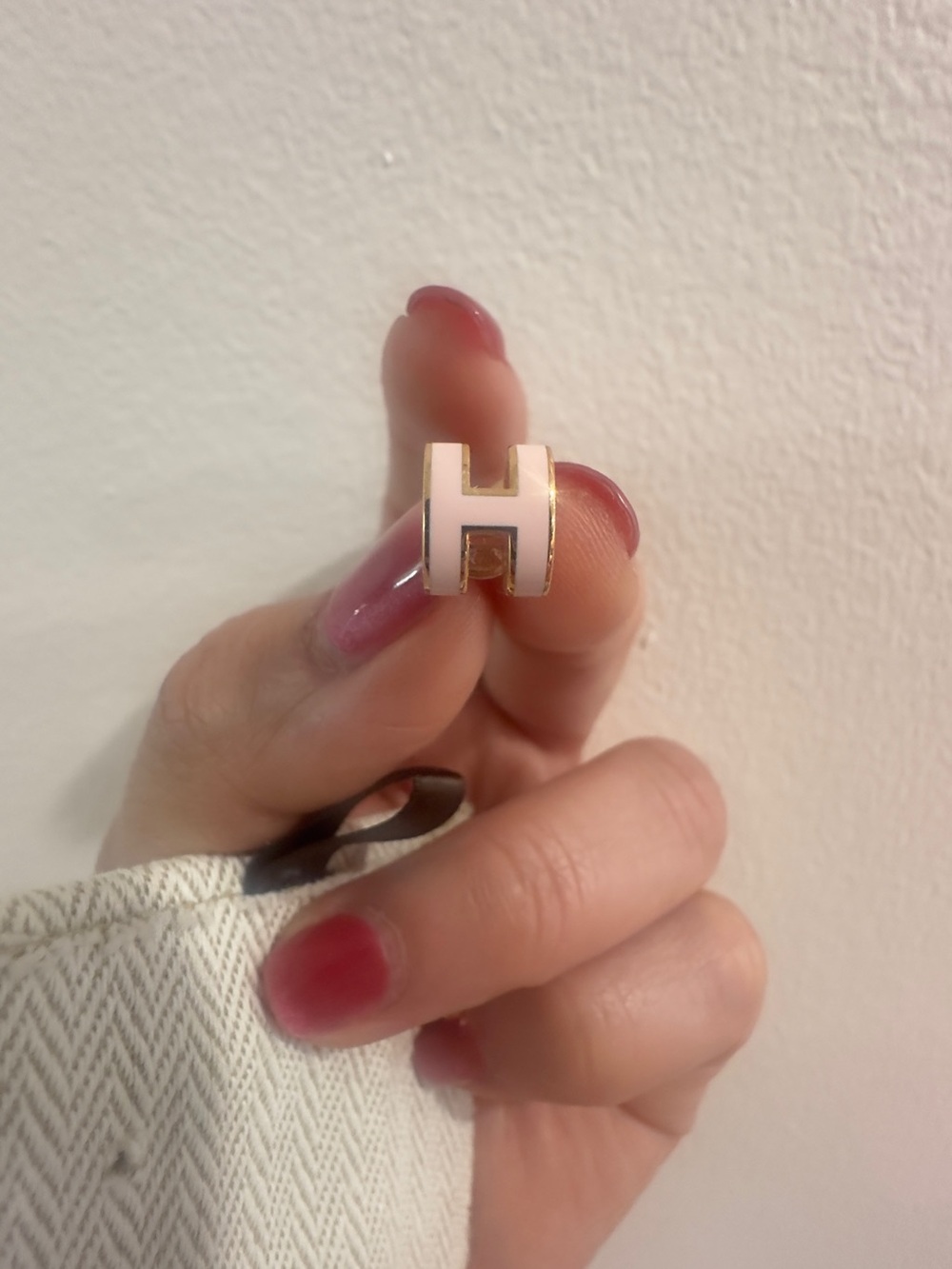Authentic HERMES Mini Pop H Earring Rose Dragee Pink Rose Gold Hardware RGHW - Picture 8 of 8